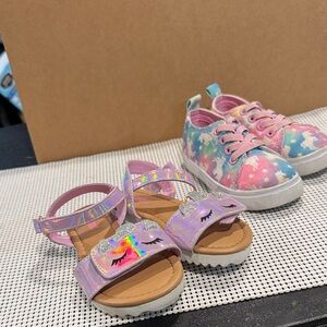 FABKIDS size 7 k Unicorn sandal and Unicorn lace up sneakers